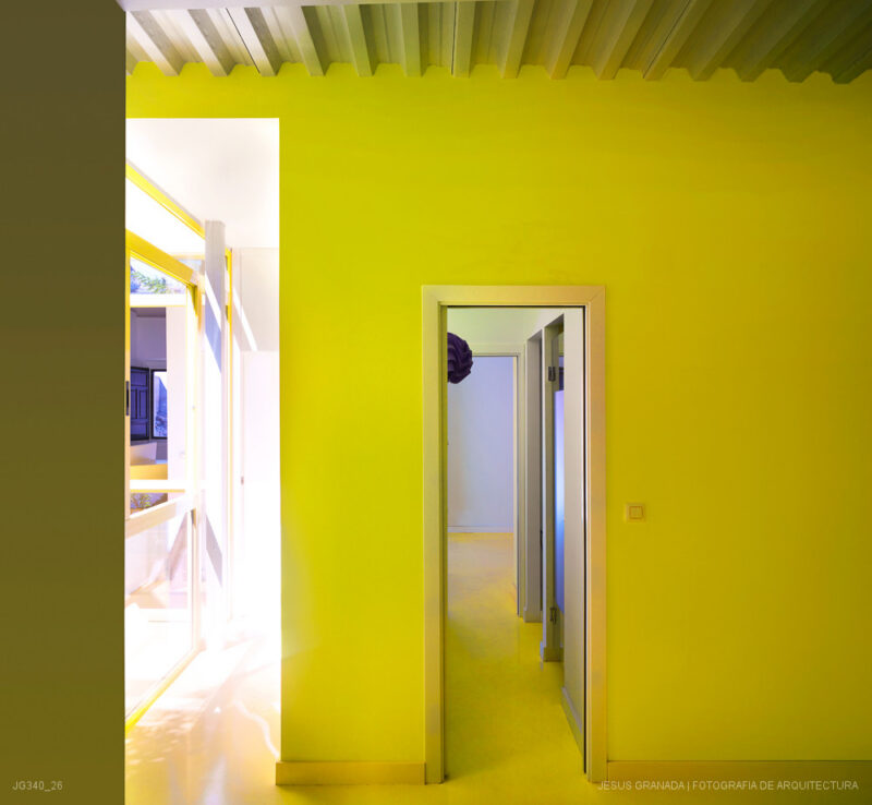 Casa verde , casa amarilla y un patio