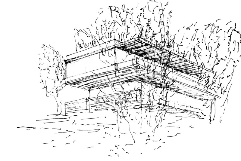 Boceto previo del proyecto de Casa en el monte. Rafael de Lacour.