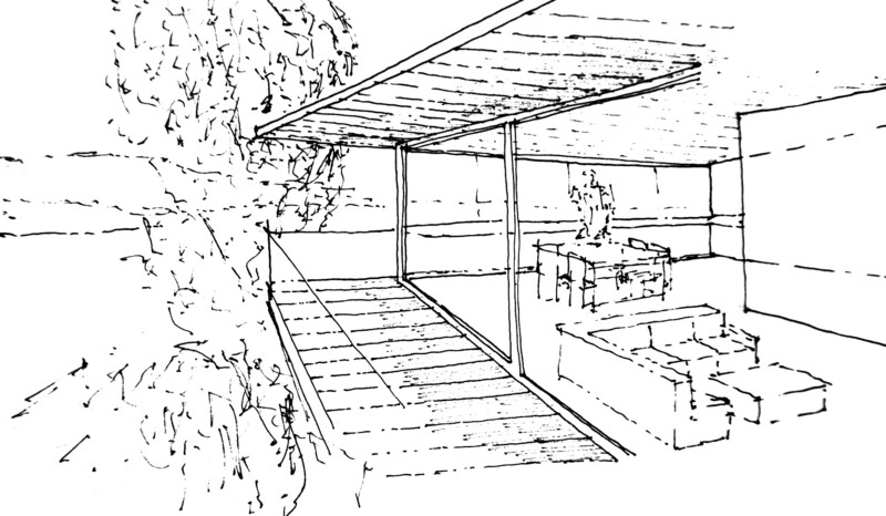 Segundo boceto del proyecto de Casa en el monte. Rafael de Lacour.